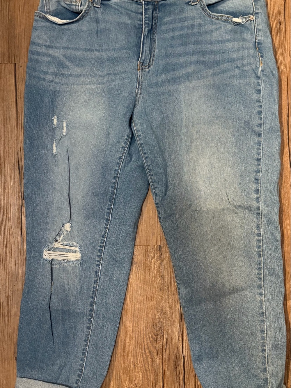 Time and Tru Light Blue Distressed Boyfriend Jeans